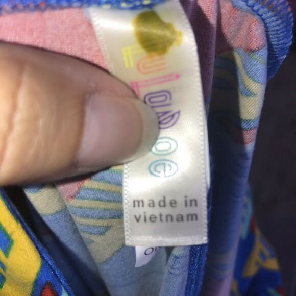 LuLaRoe Womens‎ Leggings One Size Blue Red Yellow Triangles Geometric Soft OS - Picture 7 of 8